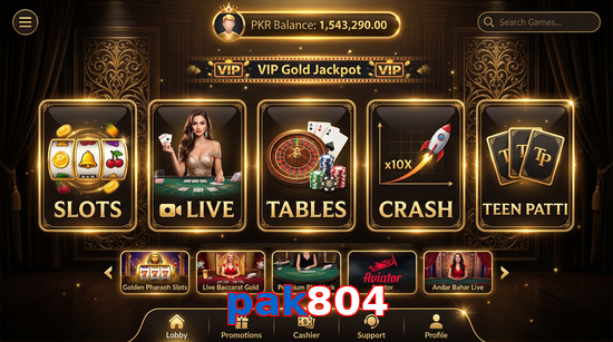 Main screen of Pak804 casino page for PK players